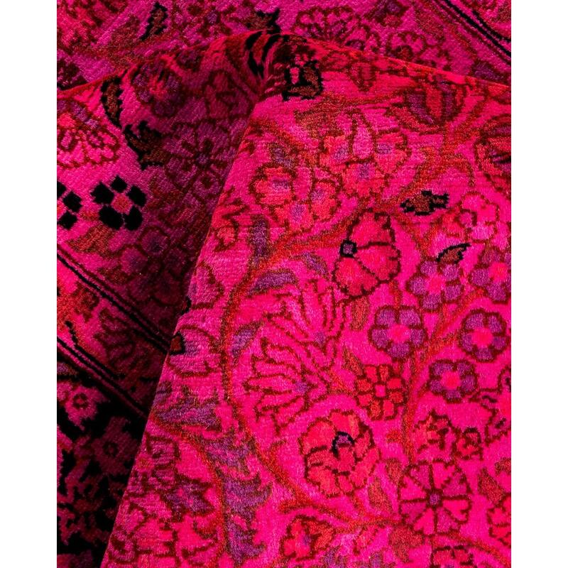 Overton Hand Knotted Wool Vintage Inspired Modern Contemporary Overdyed Pink Area Rug - 3' 1" x 5' 4"