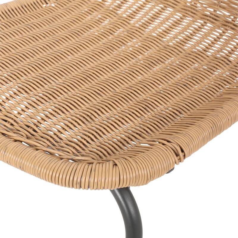 3 Pieces Wicker Patio Bistro Furniture Set, Outdoor Rattan Apartment Balcony Furniture Sets with Seat Cushion, Natural