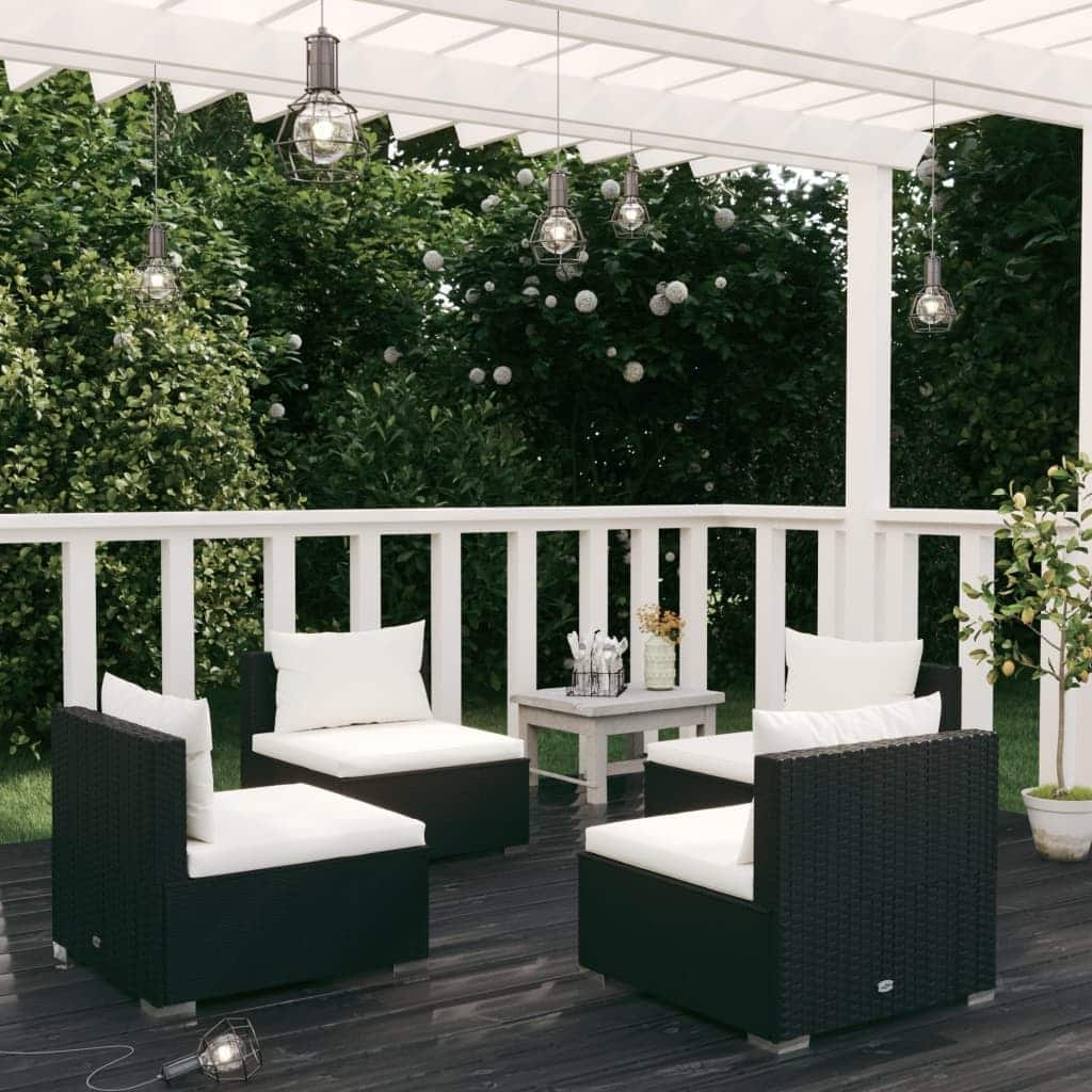 vidaXL Patio Lounge Set Outdoor Sectional Sofa Set Table Garden Poly Rattan - 27.6" x 27.6" x 23.8"