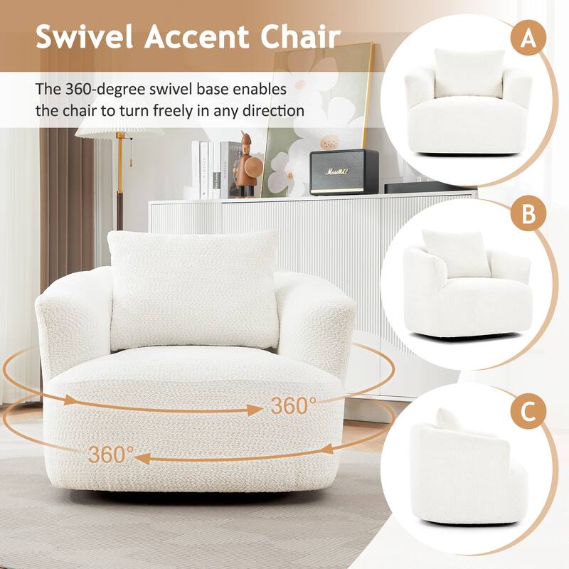Swivel Chair with Throw Pillow & Spring Seat