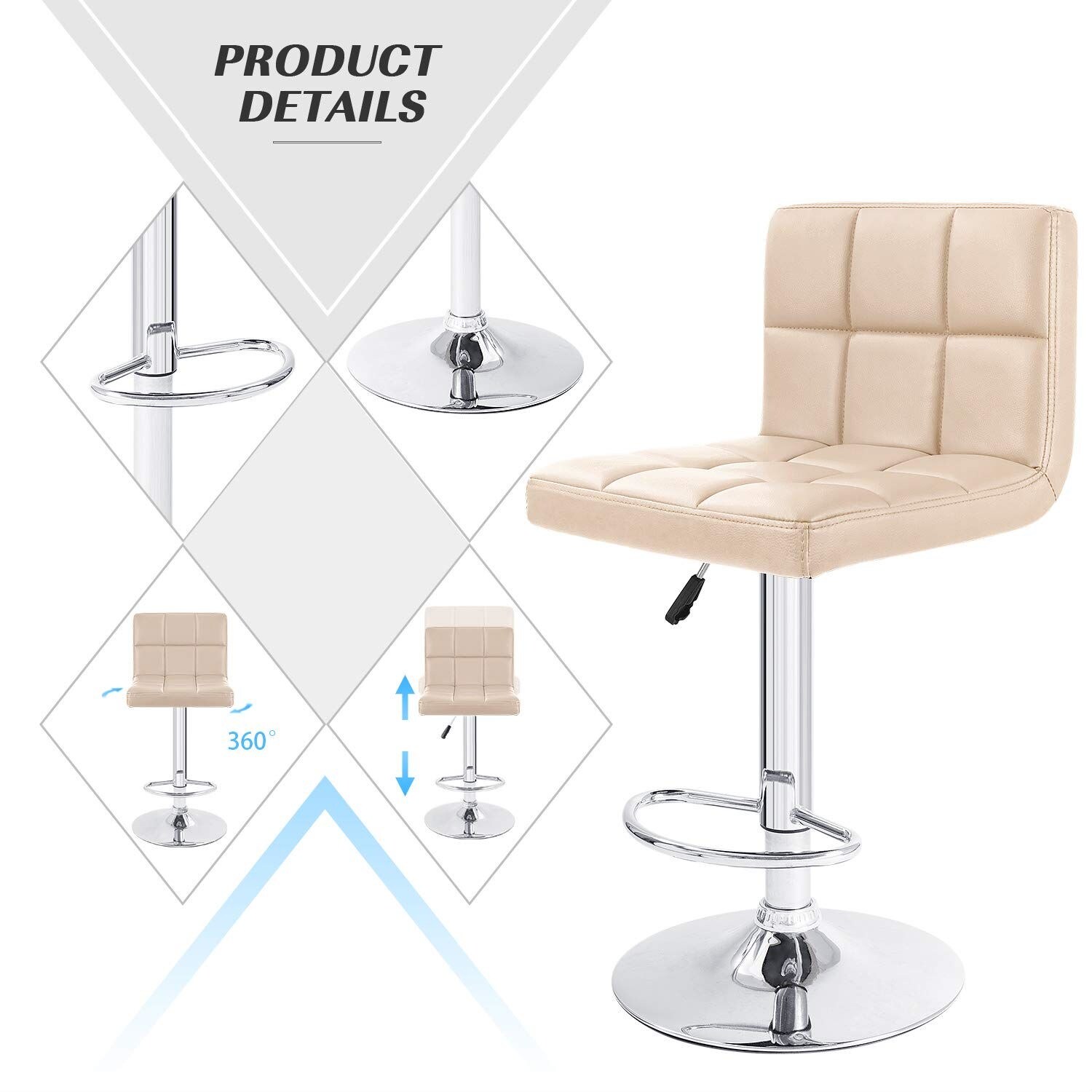 Walnew adjustable armless swivel bar stools with pu hotsell leather
