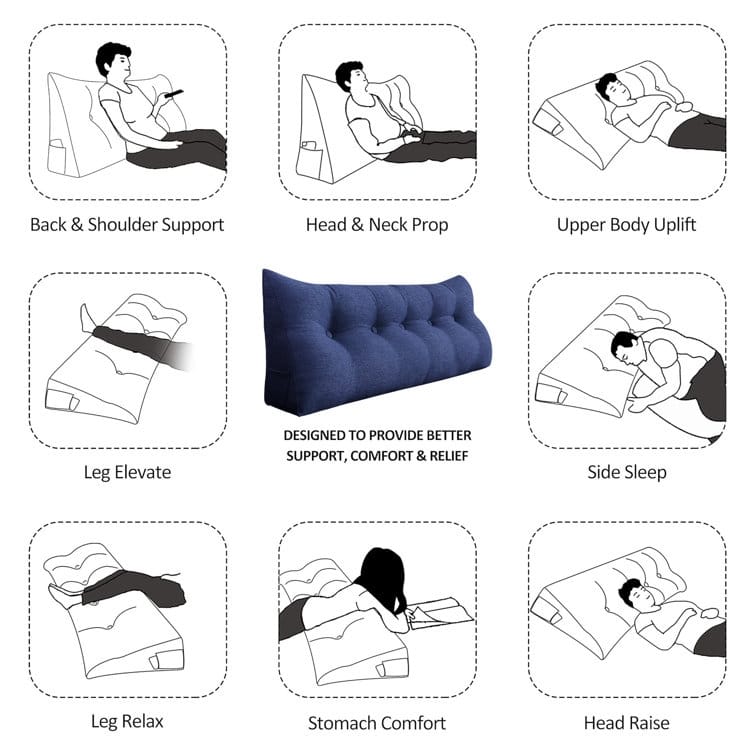 WOWMAX Bed Rest Reading Wedge Headboard Backrest Tufted Pillow