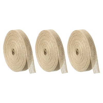 3 Rolls Natural Burlap Fabric Ribbon Burlap Wired Ribbon Rustic Ribbon - Natural Color