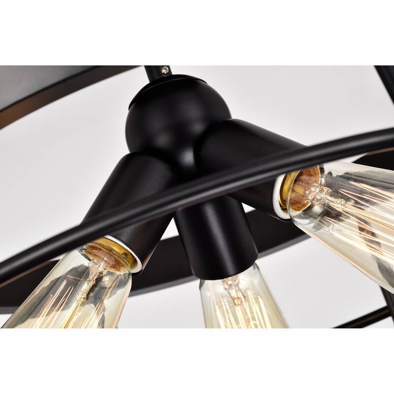 Willem Matte Black 3-Light Metal Cage Semi-Flush Mount
