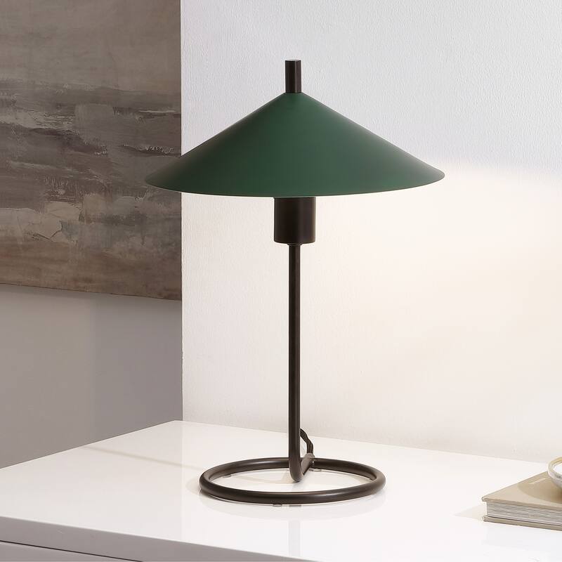 SAFAVIEH Khlo 17-inch Metal Table Lamp (LED Bulb Included) - 12"W x 12"D x 17"H - Green/Black