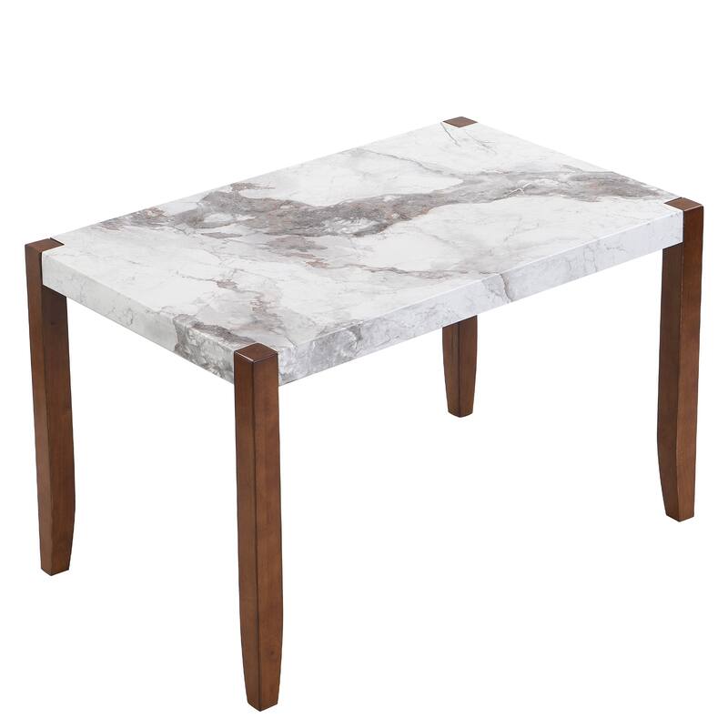 46.5" Modern Dining Table, Rectangular Faux Marble Kitchen Table