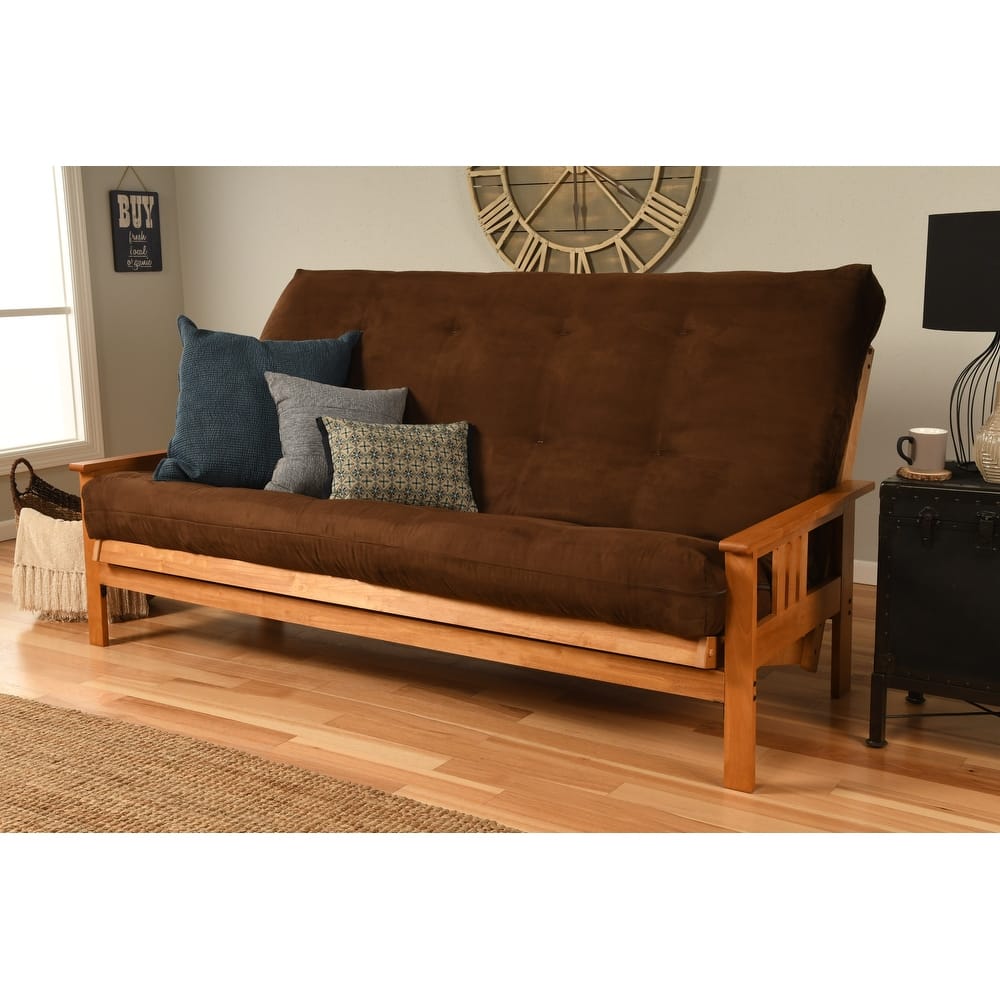 Butternut Finish Hardwood Queen-size Futon Set with Suede Mattress