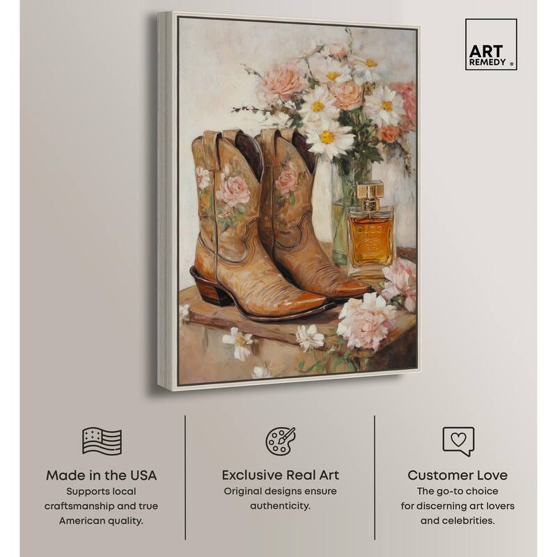 Delicate Floral Boots II Canvas by Art Remedy
