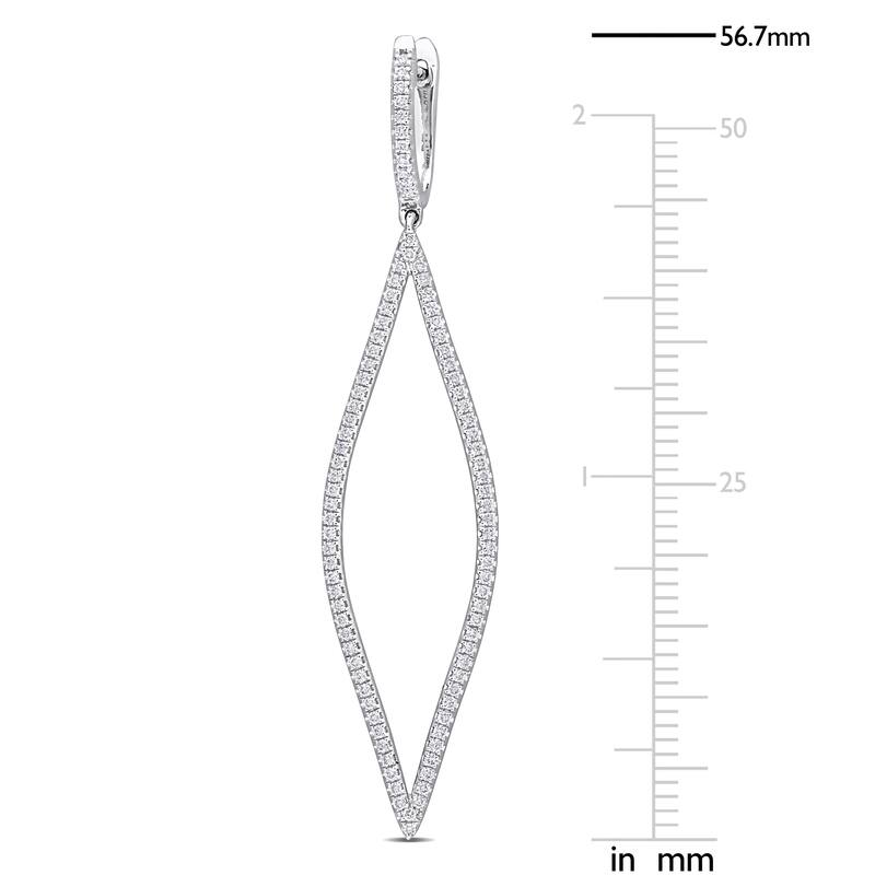 Miadora 10k White Gold 3/4ct TDW Diamond Geometric Open Hoop Dangle Earrings