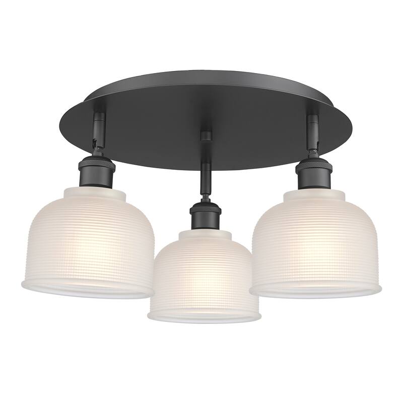 Innovations Lighting Dayton - 3 Light 17" Flush Mount - Matte Black/White
