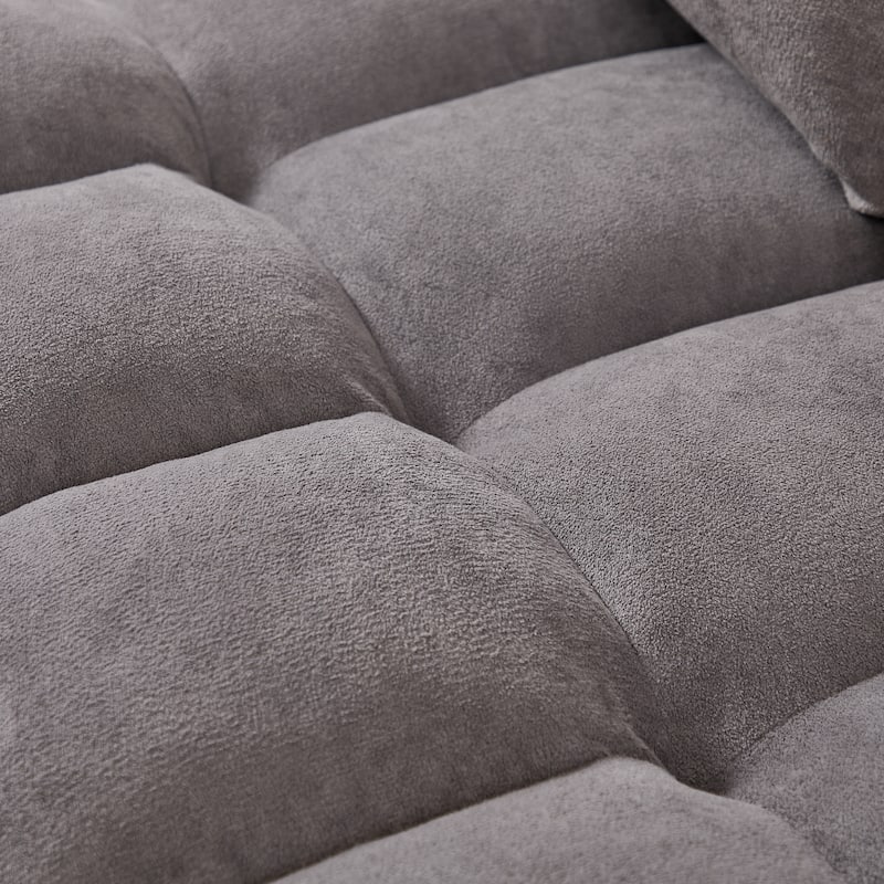 78.75" Reclining Sofa Bed with Charging Ports, L-Shaped Sectional with Storage, Dark Grey Chenille