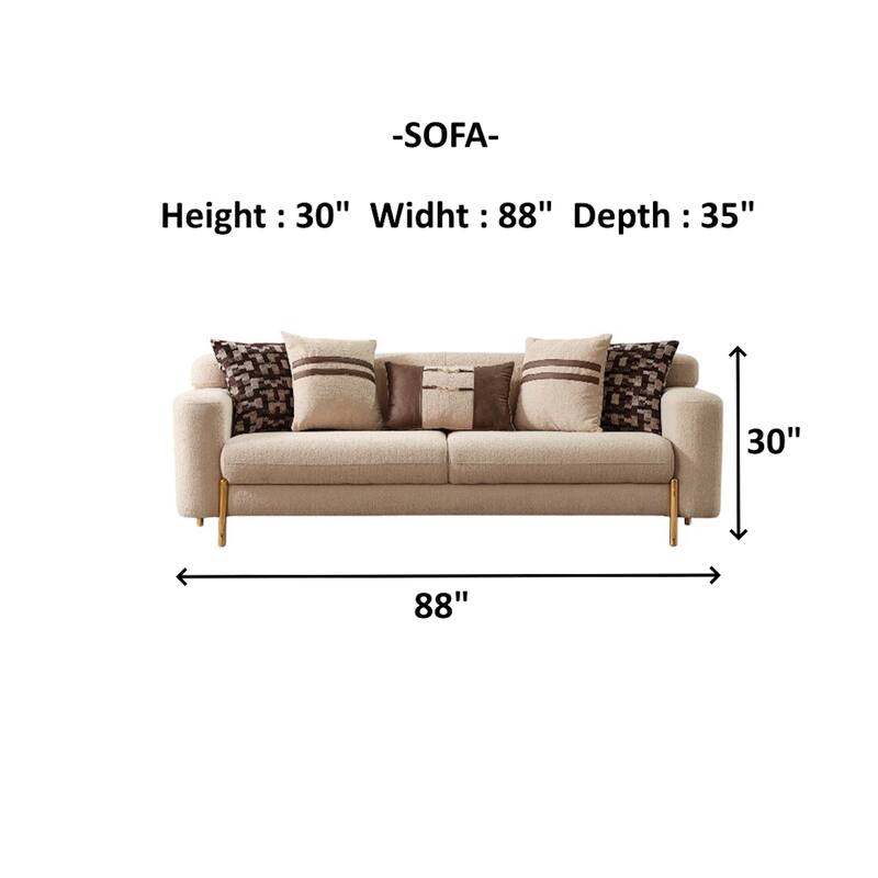 Enner 3 Pieces Living Room Sets 2 Sofa 1 Chair