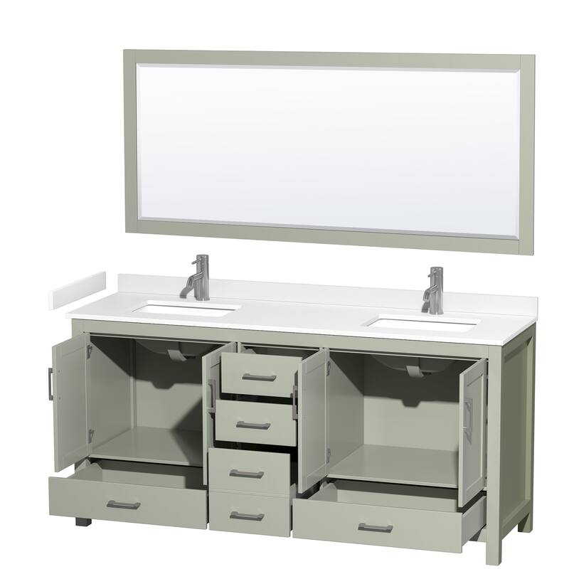 Wyndham Collection Sheffield 72" Double Bathroom Vanity, Carrara