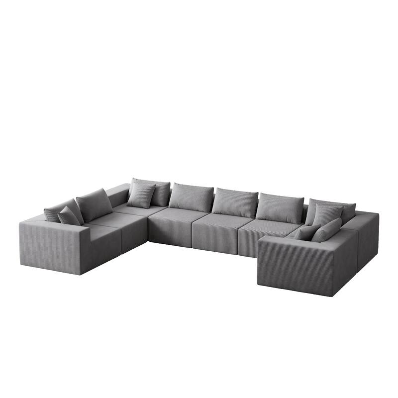 188" Corduroy Modular L-Shaped Sectional Sofa with 8-Piece Free Combination, No Assembly Required