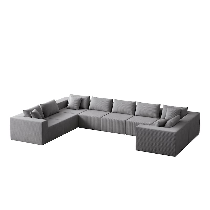 188-Inch Corduroy Modular L Shaped Sectional Sofa, Luxury Floor Couch Set, Foam-Filled Compressed Sofa
