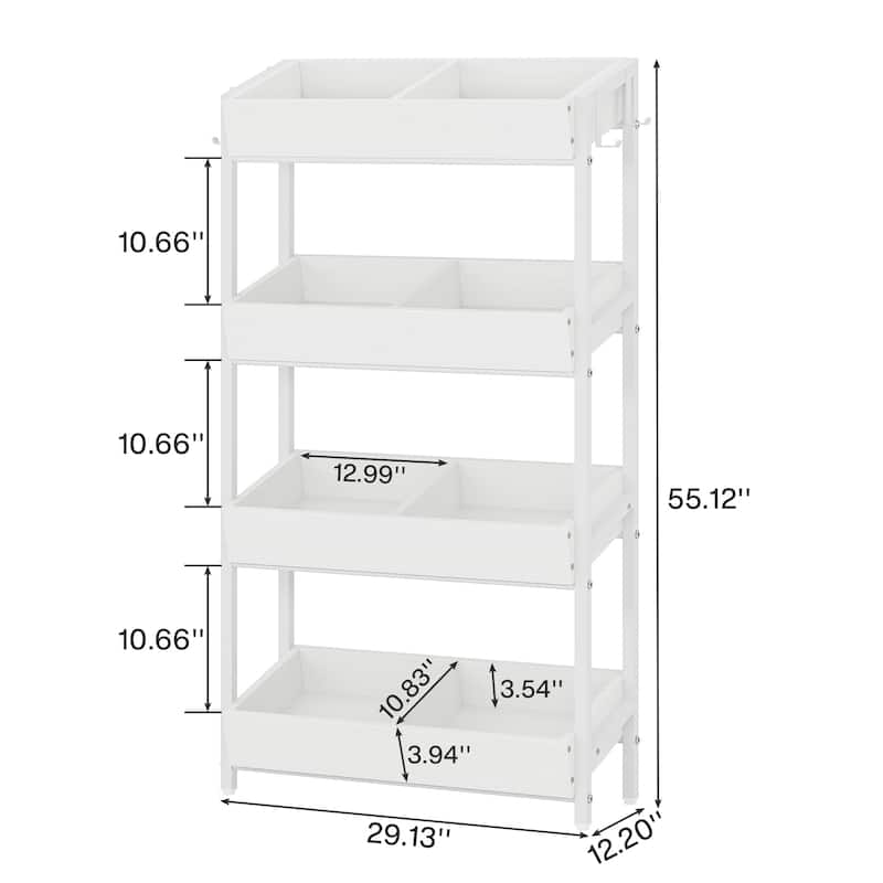 4-Tier Fruit and Vegetable Storage Rack Stand, Wood Storage Shelf for Kitchen Dining Room