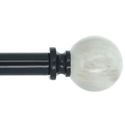 Meriville 1-Inch Diameter Single Window Curtain Rod, Spanish White Marble Ball