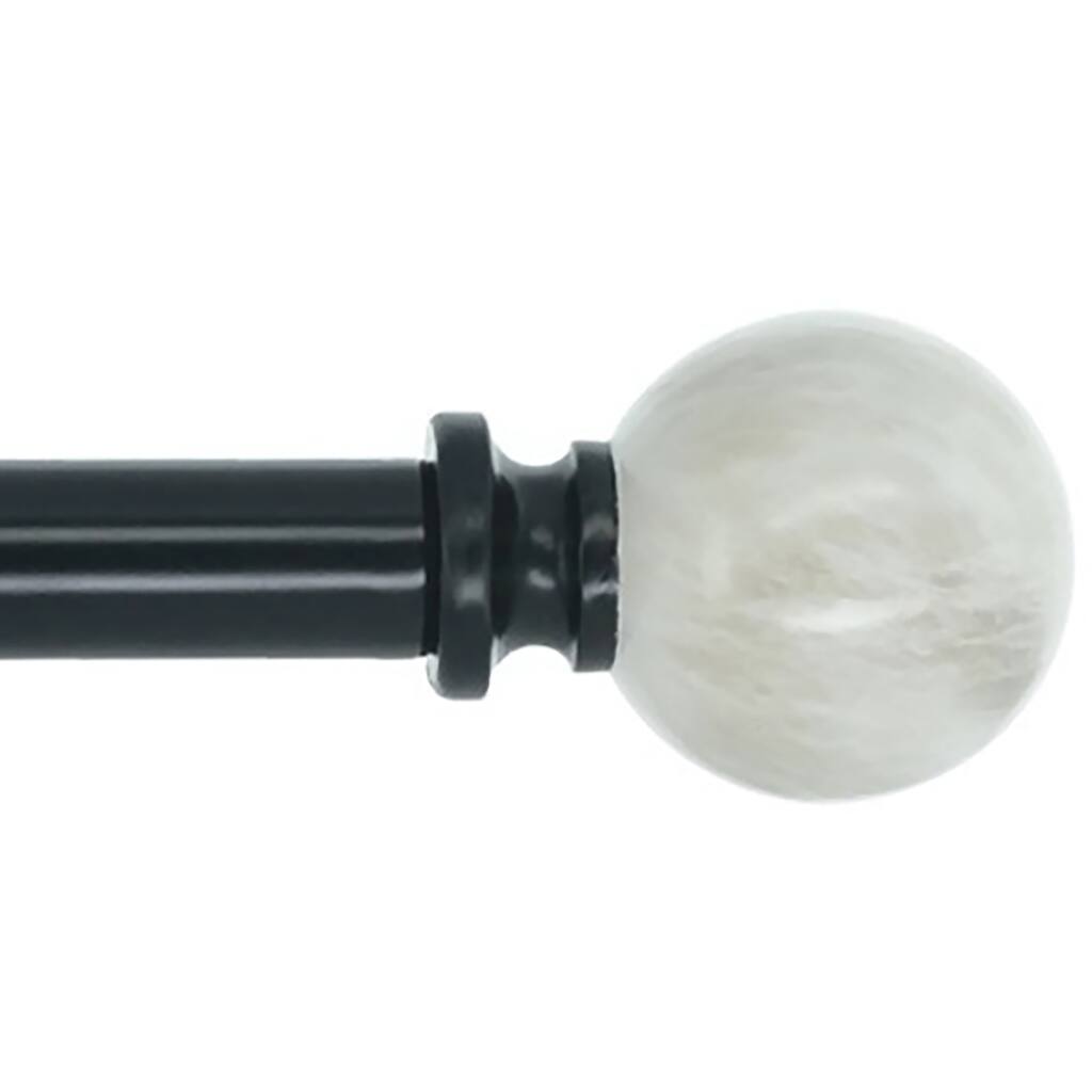 Meriville 1-Inch Diameter Single Window Curtain Rod, Spanish White Marble Ball