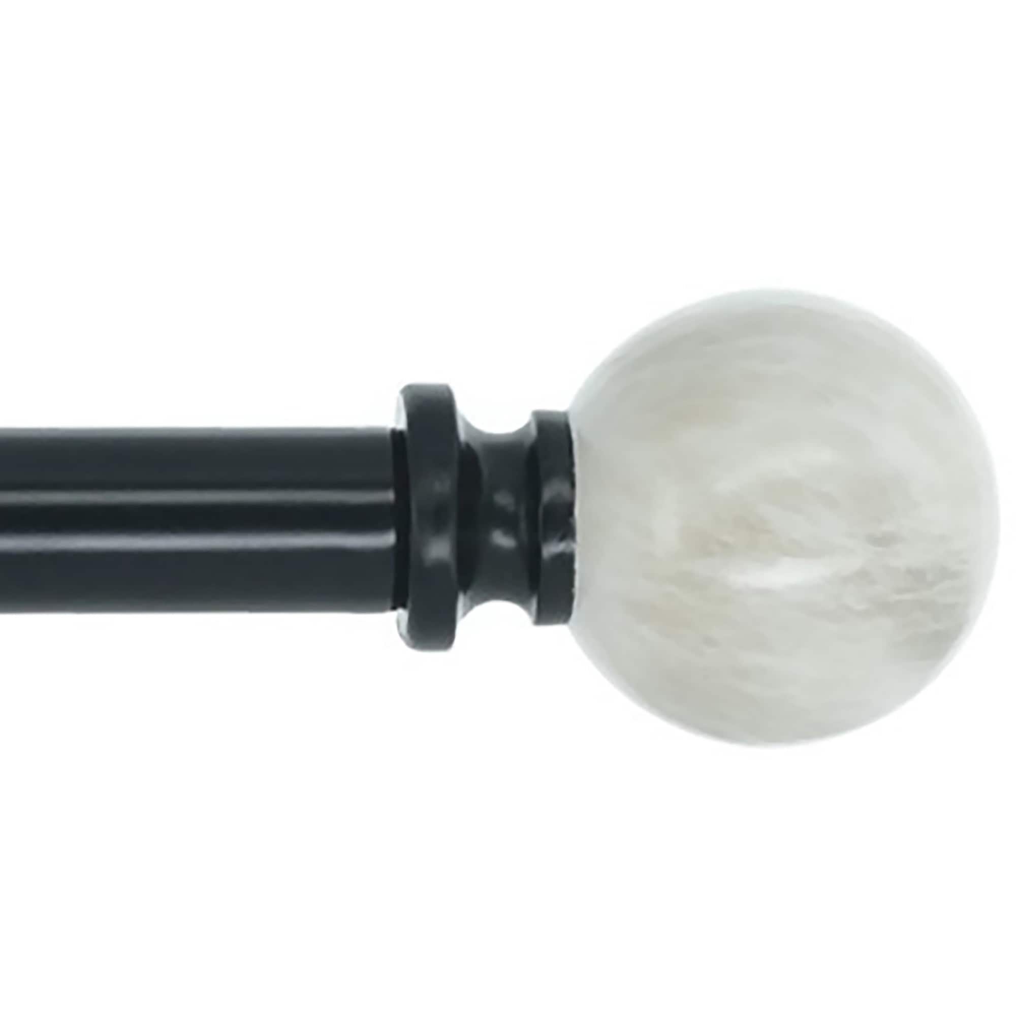 Meriville 1-Inch Diameter Single Window Curtain Rod, Spanish White Marble Ball