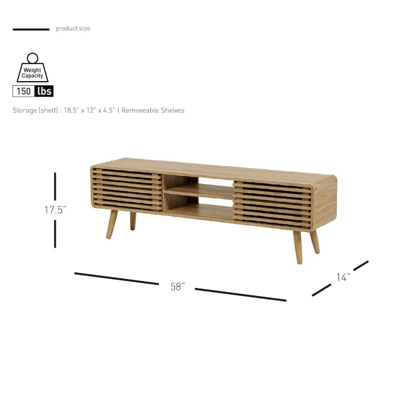 NPD Furniture Wilson 58 Inch Slat Low TV Stand
