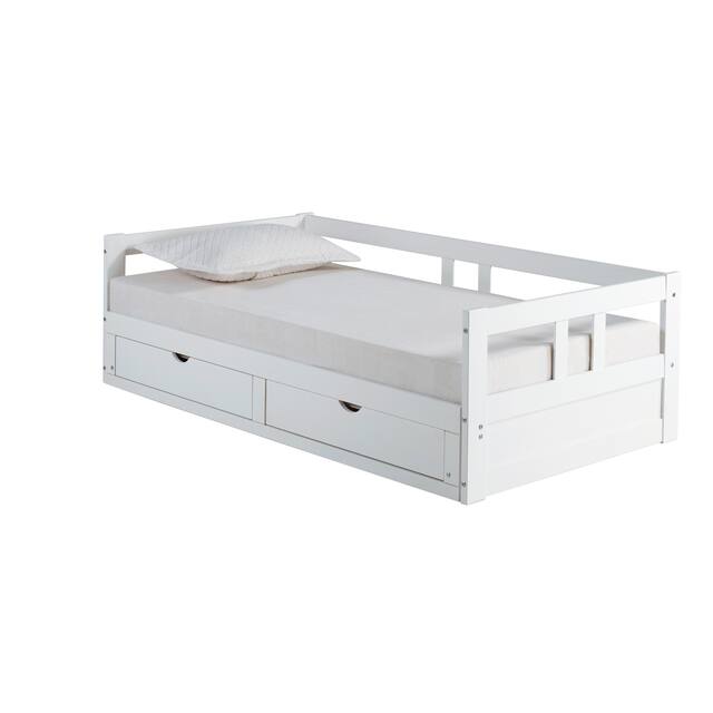 Melody Expandable Twin-to-King Trundle Daybed with 2 Storage Drawers