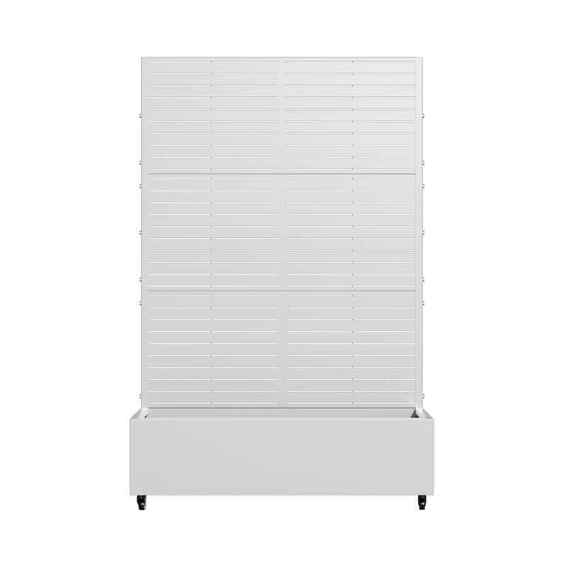 Metal Movable Planter Box with Trellis Privacy Screen Planter Box with Lockable Wheels - 72"x47"
