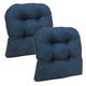 Gripper Non-Slip 17" x 17" Omega Tufted Chair Cushions, Set of 2 - Indigo