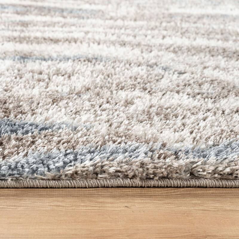 Marble Swirl Shag Rug - Blue - Medium Pile - Great for Living Room, Bedroom, or Entryway