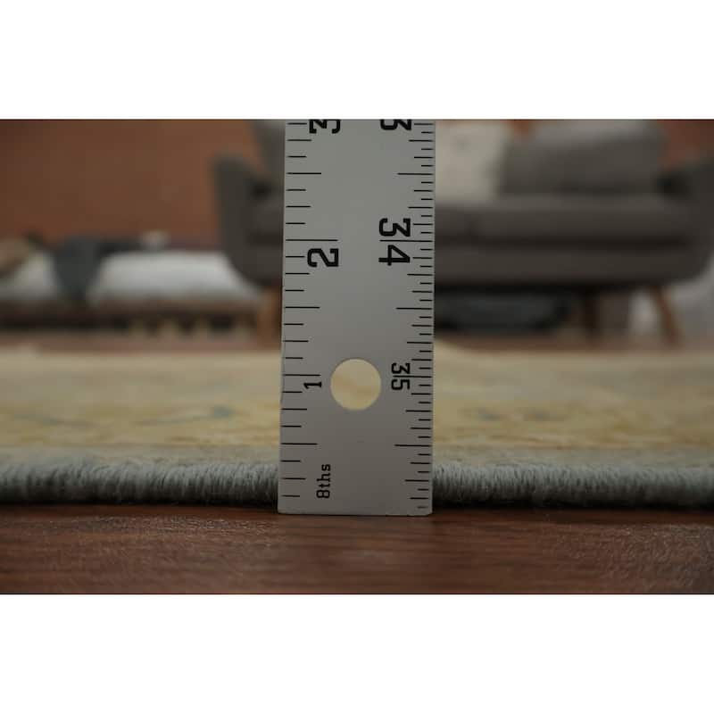 Hand Knotted Oriental 100% Wool Carpet Traditional Floral Navy Blue & Blues Ziegler Area Rug - 3' 1'' X 1' 10''