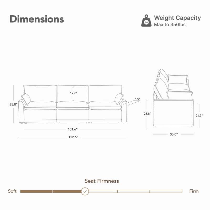 Spruce & Spring Modular Couch Oversized Sectional Sofa for Living Room