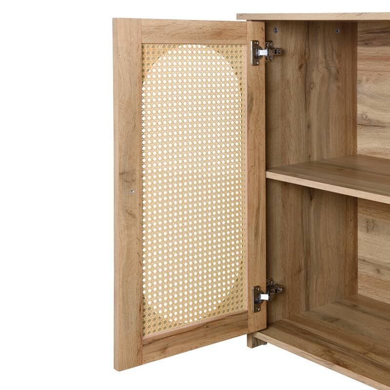 Oval Rattan Doors Sideboard with Adjustable Shelves