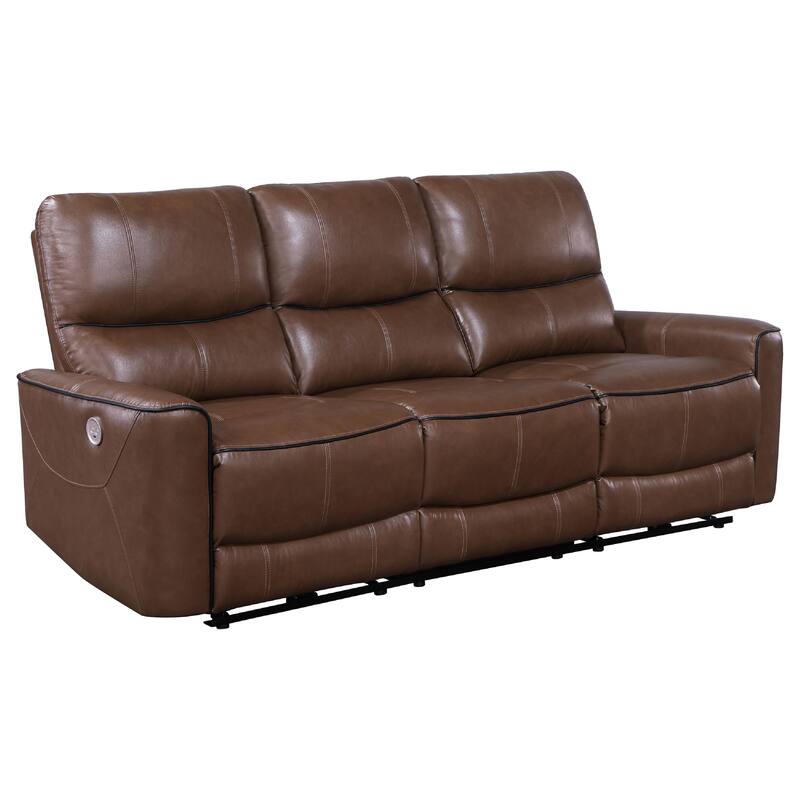 Lima 2pc Power Reclining Sofa and Loveseat Set, Brown Faux Leather
