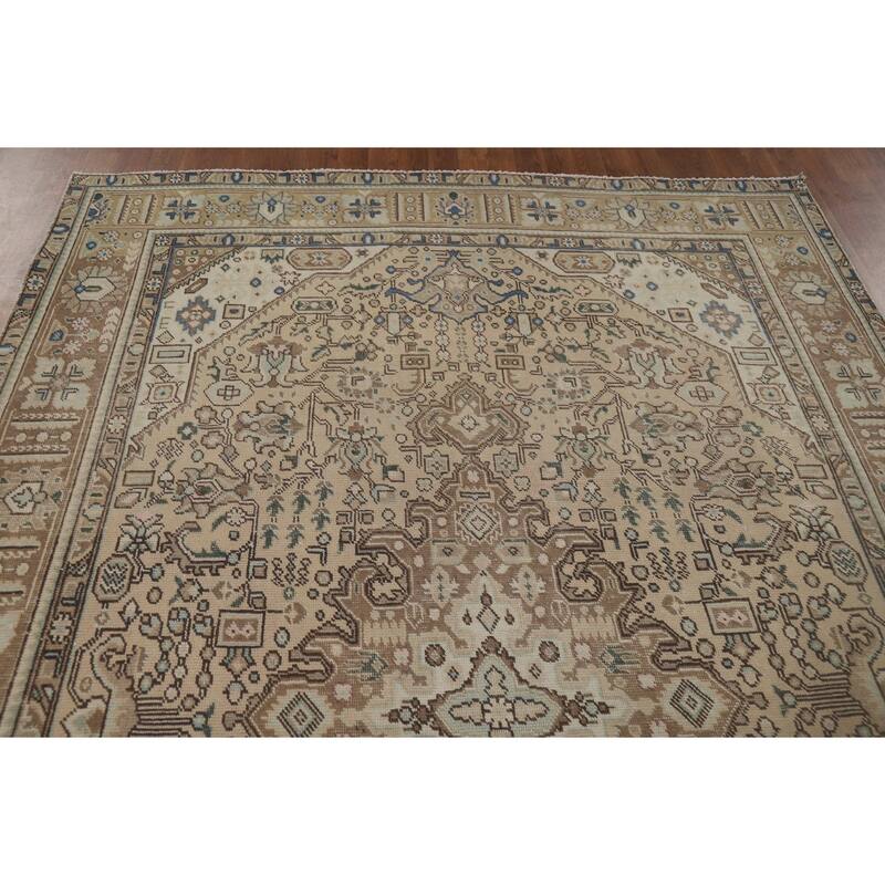 Tabriz Vintage Persian Area Rug Hand-Knotted Wool Carpet - 6'5" x 9'5"