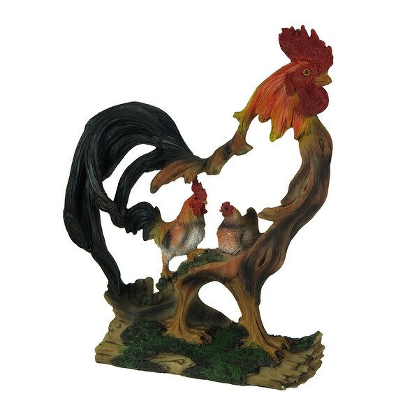 Shop Barnyard Rooster in Rooster Faux Wood Carved Statue - Multicolored ...