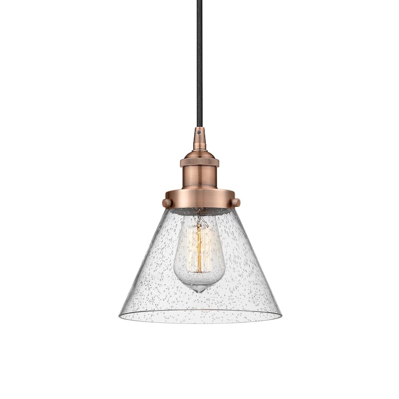 Innovations Lighting 616-1PH-10-8 Cone Pendant Cone 8" Wide Mini - Antique Copper / Seedy