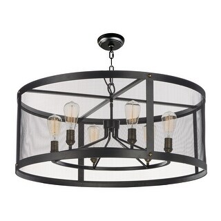 Palladium 6-light 32" Wide Steel Chandelier - black / natural aged brass