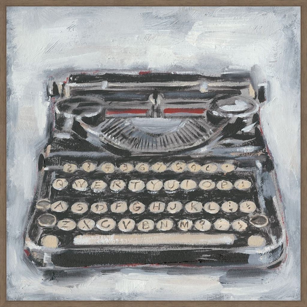 Vintage Typewriter No. 1 by Ethan Harper (30 x 30 in.), Framed Canvas Wall Art Print