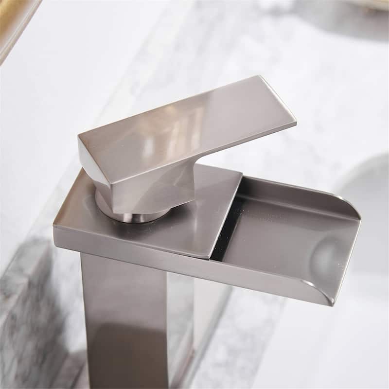 Single Handle Bathroom Faucet With Drain Assembly Waterfall Bathroom Sink Faucets Single Hole Basin Vanity Taps With Deck Plate