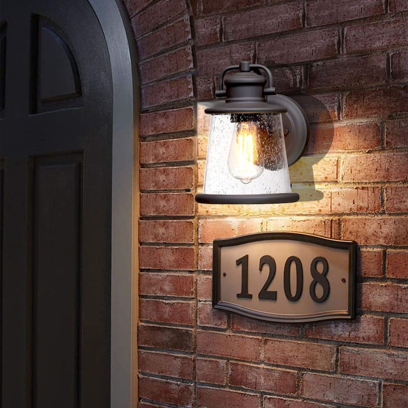 1-Light Dark Bronze Finish Outdoor Wall Lantern Sconce