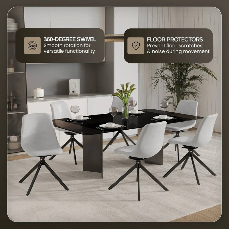 Markley Leather Dining Chair 360 Degree Swivel with Iron legs Modern Accent Side Chair Set of 2