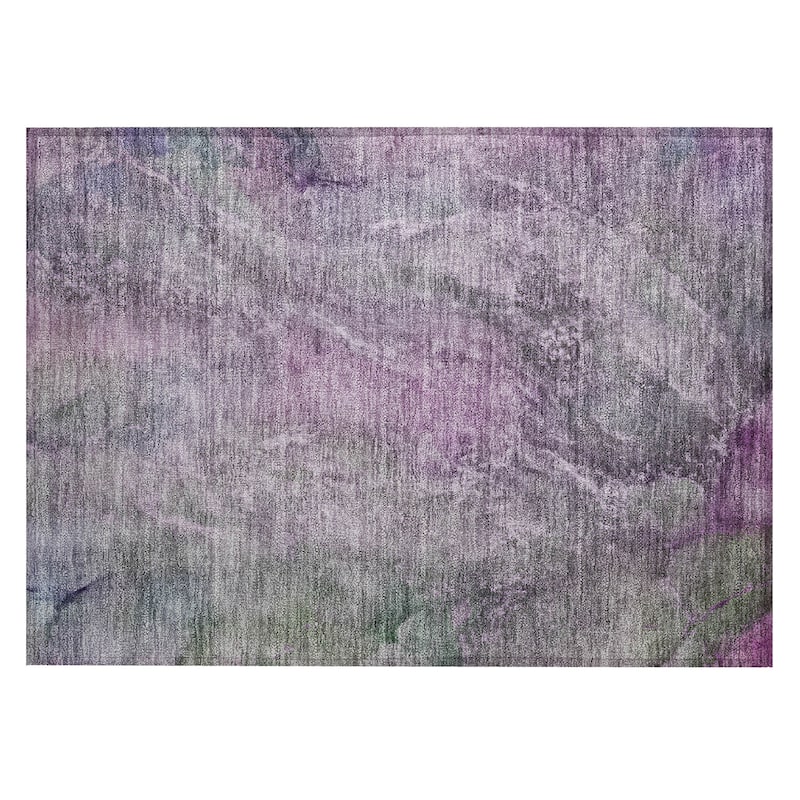 Machine Washable Indoor/ Outdoor Abstract Watercolor Chantille Rug