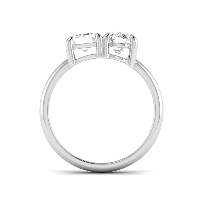 Marquee Almost 2.50 Carat TW Emerald Cut And Oval Lab Grown Diamond Ring in 14K White Gold