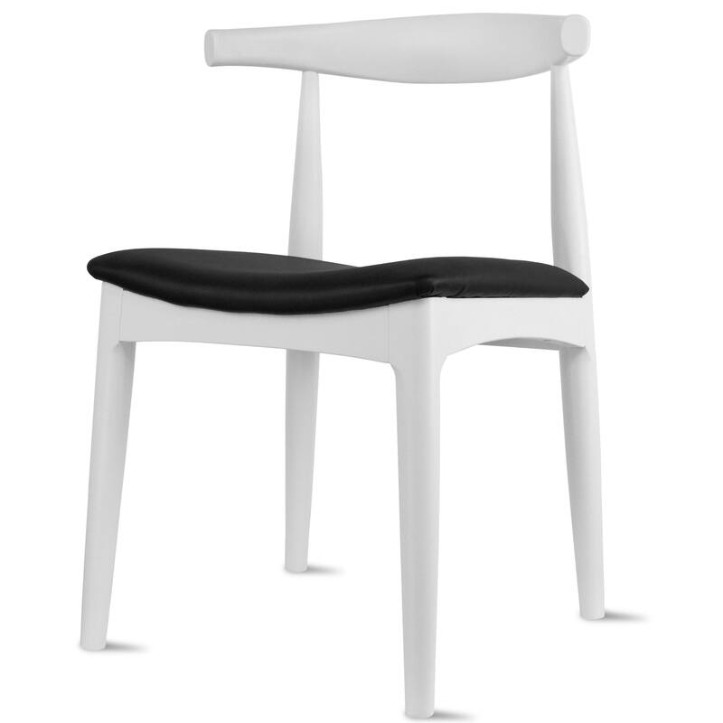 Set of 2 Kennedy Elbow Chairs Farmhouse Wooden Dining Chairs With PU Leather Or Fabric Cushion Seat, Modern Accent Side Chairs
