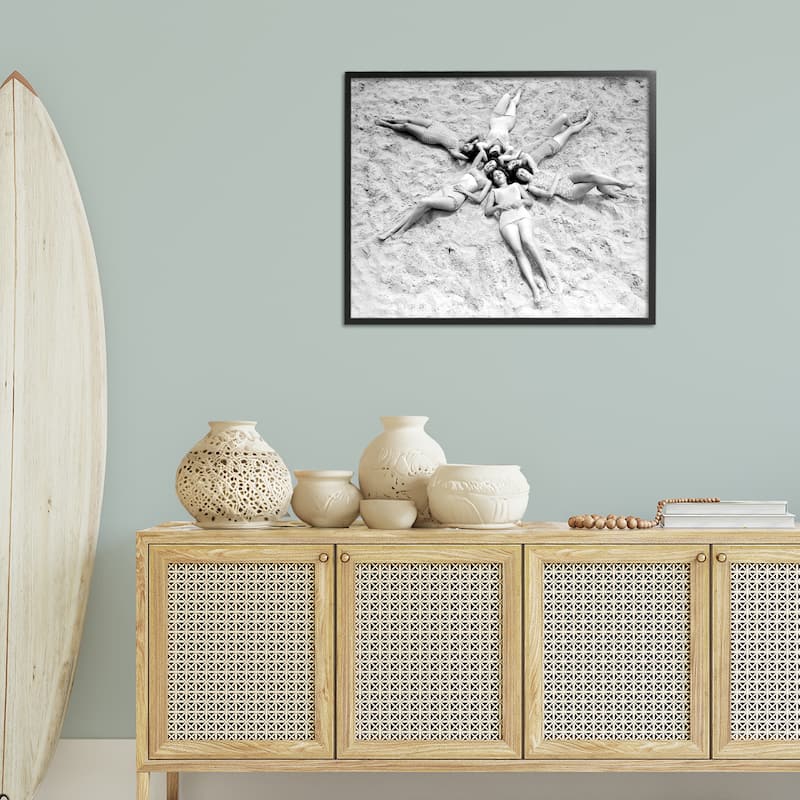 Stupell Women on Beach in Star Shape Framed Giclee Art Design By Arlington Prints