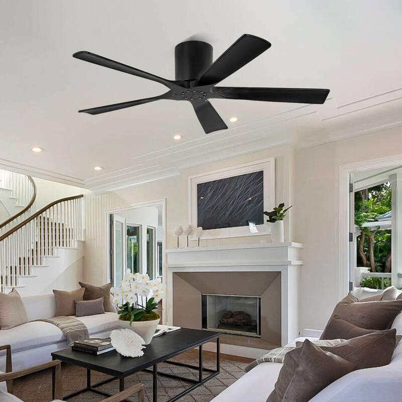 MLiAN 52 In. 5 Solid Wood Blades Indoor Ceiling Fan with Remote - 52 inch - Black