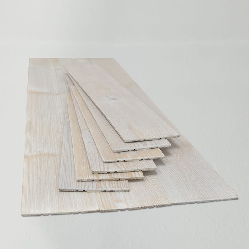 Peel and Stick Solid Wood Wall Paneling, Assorted Length, 5-inch Width, 19 sq ft