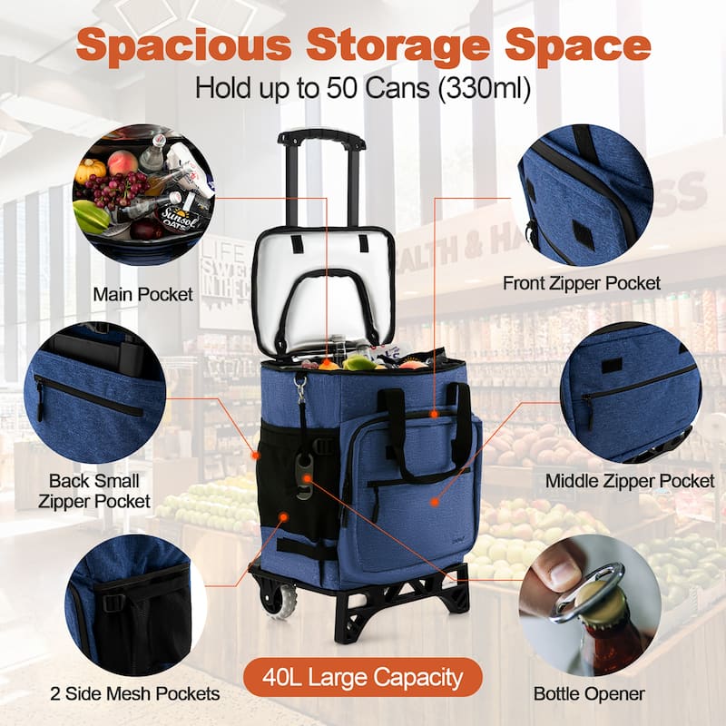 Costway 50-Can 3-in-1 Insulated Rolling Cooler with Adjustable Handle - See Details