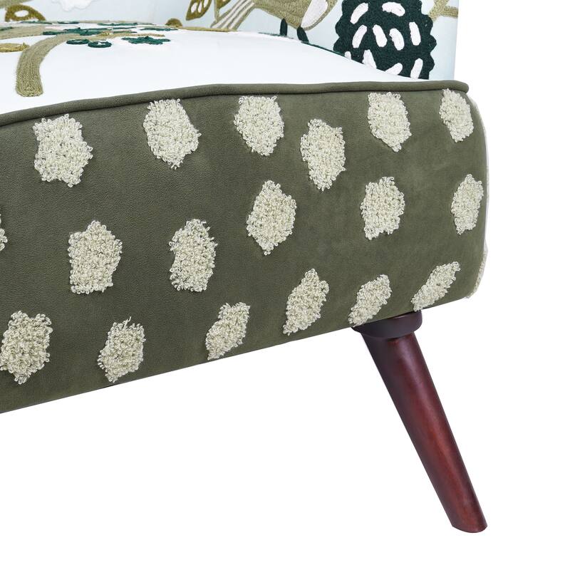 Nico Floral Embroidered Velvet Upholstered Accent Chair by Sevita - 30″ D x 32″ W x 33″ H