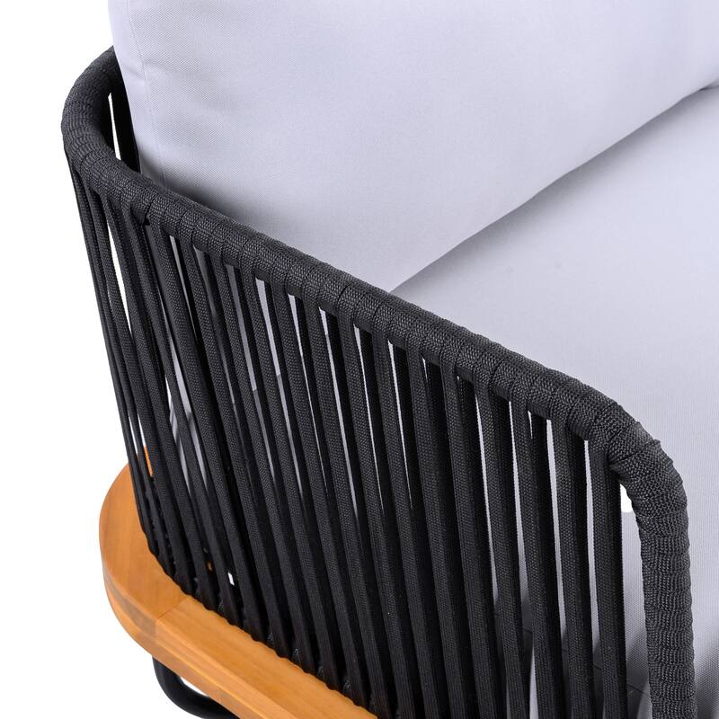 Christopher Knight Home - Evelyn Patio Outdoor Acacia Wood Rope Sofa Set