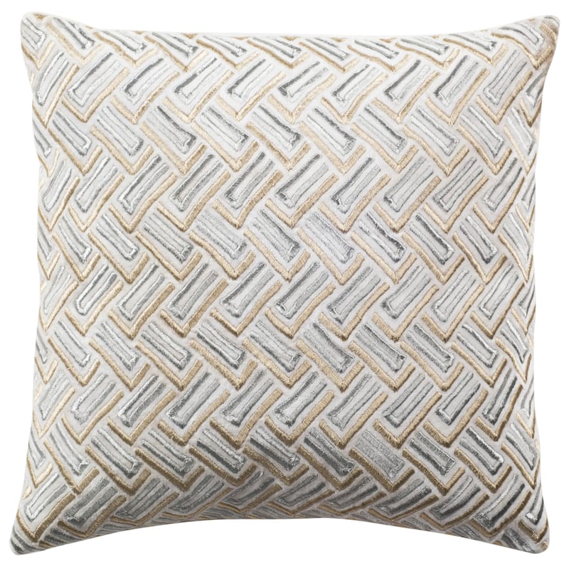 SAFAVIEH Nina 20-inch Metallic Grey/ White/ Gold Decorative Pillow